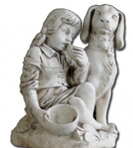 Fillette avec banane et chien